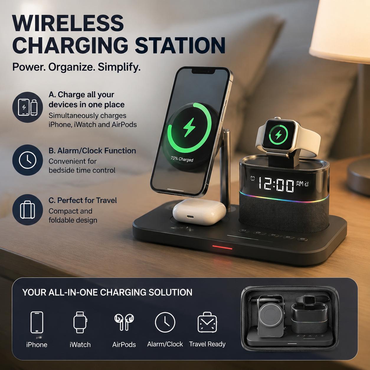 Smart Home Device - Station de charge magnétique sans fil