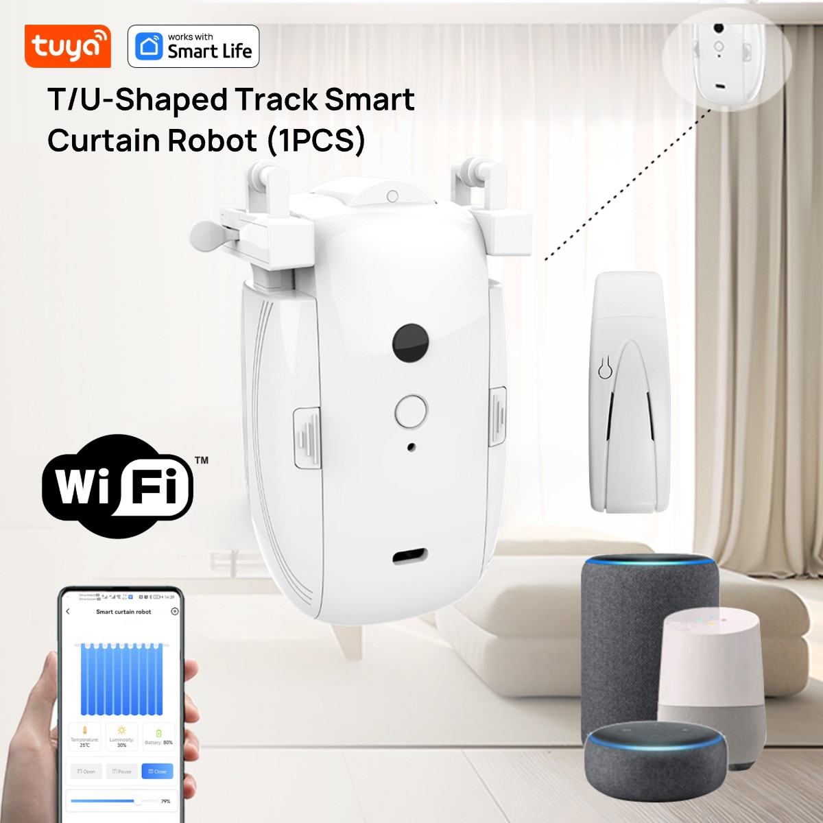 Smart Home Features - Tuya-Robot rideau WiFi intelligent, compatible avec