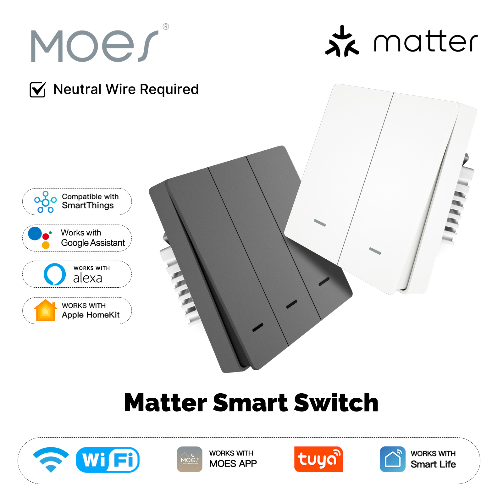 Smart Home Ikea - MOES Matter Tuya WiFi bouton lumineux