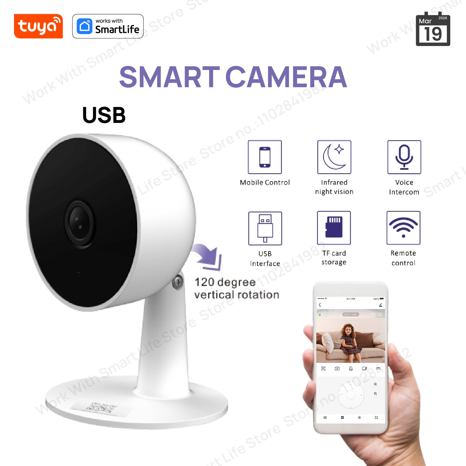 Smart Home Battery Camera Ezviz - Tuya – caméra de sécurité intérieure